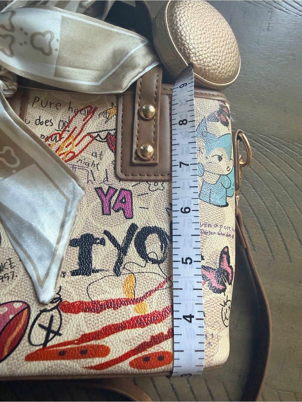 Graffiti Teddy Bear Mini Satchel Crossbody Bag Cute Kawaii Street Art NWOT - Picture 9 of 13